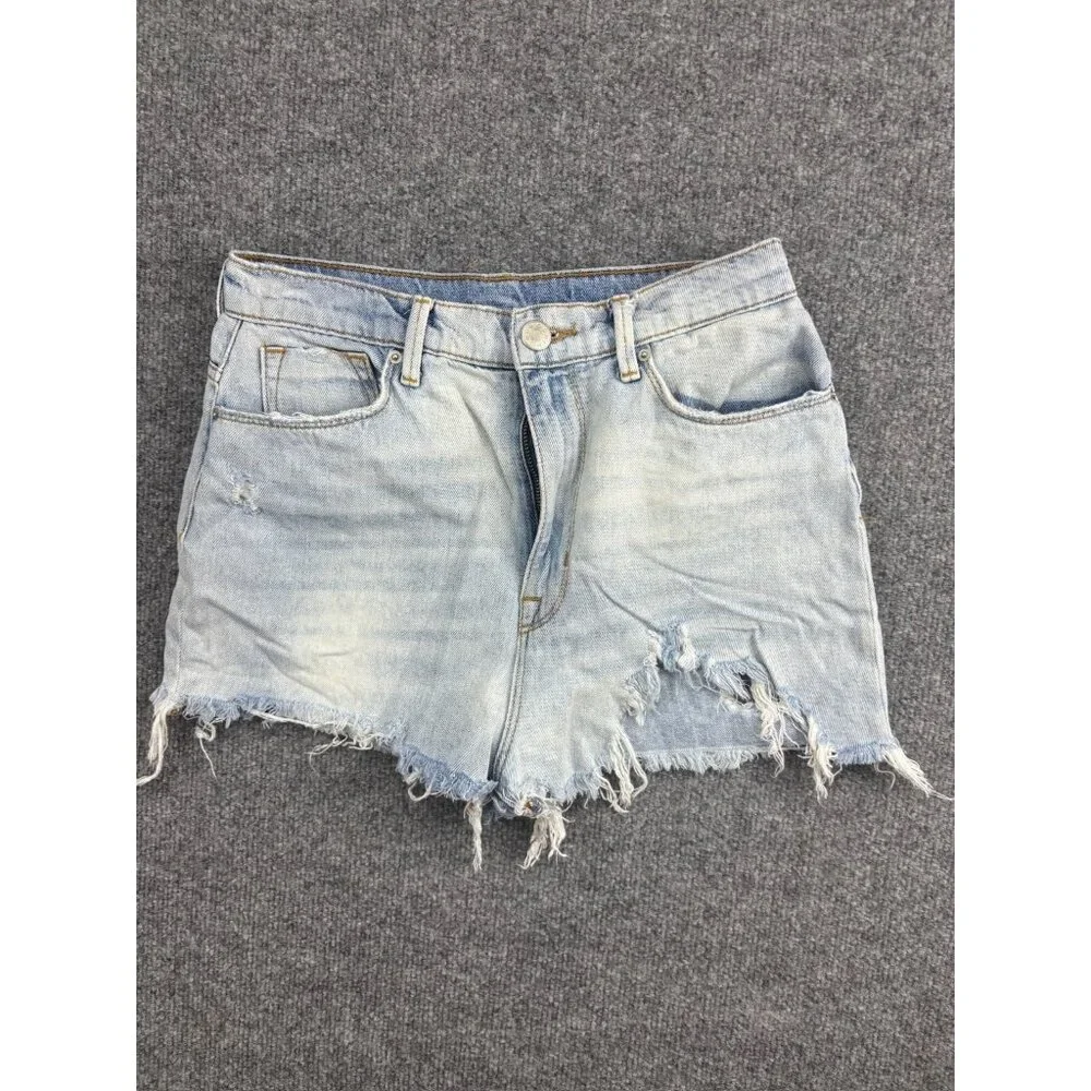 BDG Mom High Rise Shorts Women's 27W Blue Jean Denim Cutoffs Distressed‎ Cotton